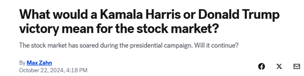 Headline: What would a Kamala Harris or Donald Trump victory mean for the stock market?